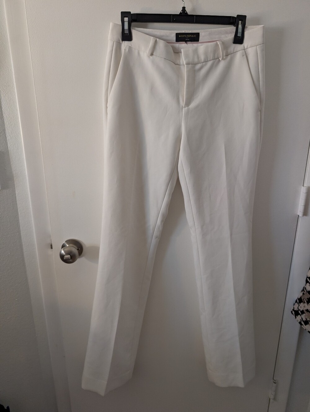Classic Banana Republic Womens White Straight-Leg Dress Pants